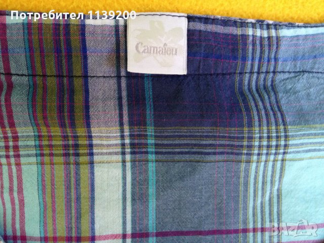 Лятна памучна френска карирана блуза топ Camaieu S М, снимка 2 - Корсети, бюстиета, топове - 25663238