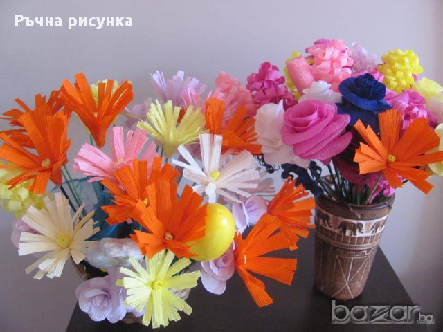 Ръчно изработени цветя от хартия, снимка 7 - Декорация за дома - 13536620