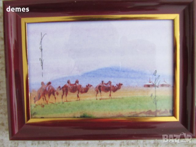 Серия малки традиционни картини живопис в рамка- Монголия, снимка 2 - Други ценни предмети - 25853564