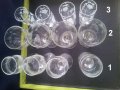 Три вида по четири чаши за концентрат стъклени от едно време, снимка 1
