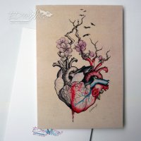 Картичка "Сърце" /отпечатана от авторска илюстрация/, снимка 1 - Романтични подаръци - 20950502
