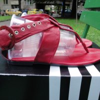 Червени кожени дамски сандали "Ingiliz" / "Ингилиз" (Пещера), естествена  кожа, летни обувки, чехли в Сандали в гр. София - ID7608732 — Bazar.bg