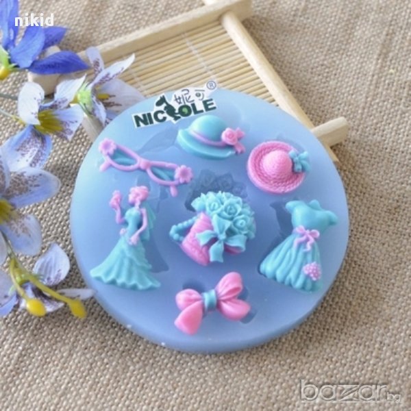 модни булчински аксесоари силиконов молд декор украса торта фондан гипс сапун тесто отливка, снимка 1