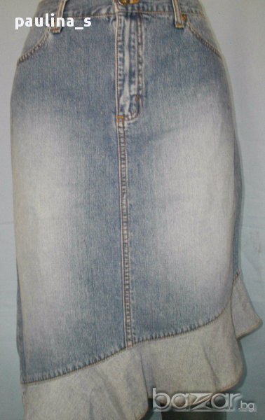 Уникална дънкова пола с асиметричен волан ”Cross Jeans” The original brand, снимка 1