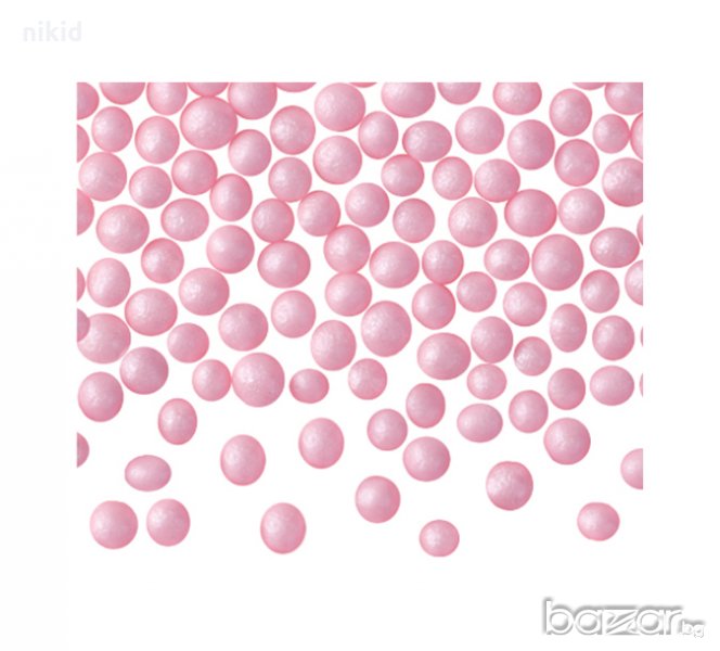 Розови перлени ядивни сладкарски сладкарска перла украса перли захарни бонбони за торта мъфини , снимка 1