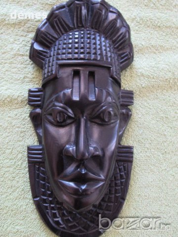 Африканска маска от абанос -по-голяма, снимка 2 - Колекции - 20636686
