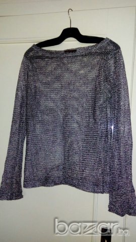Сивосребриста мрежеста блуза, с дълъг ръкав, снимка 1 - Блузи с дълъг ръкав и пуловери - 19503891