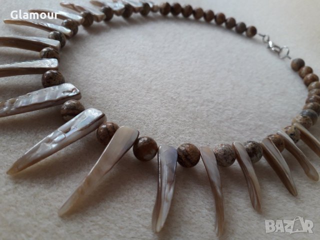 Колие от седеф и яспис, снимка 9 - Колиета, медальони, синджири - 23920572