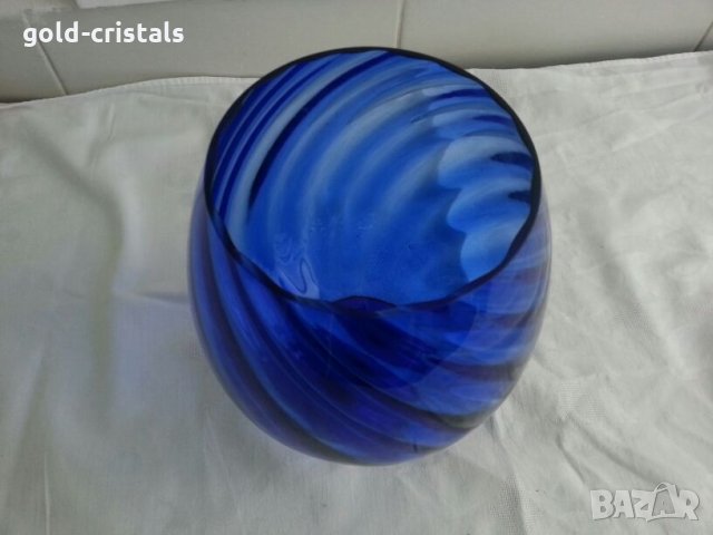 Кристална купа ваза чаша кобалт , снимка 4 - Антикварни и старинни предмети - 23822318