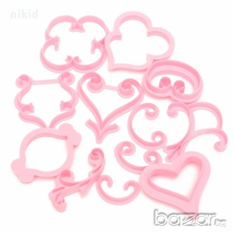 форми декориращи орнаменти шаблон 12 бр резци за украса торта и др., снимка 4 - Форми - 13375515