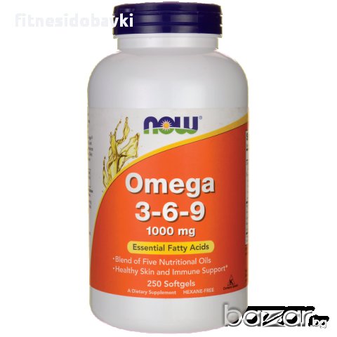 NOW Omega 3-6-9 1000 мг, 100 капс. / 250 капс., снимка 1 - Хранителни добавки - 8964105