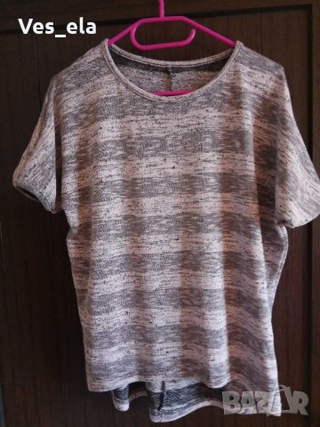 сиво и черно Л-ХЛ размер блуза, снимка 1 - Тениски - 22090035