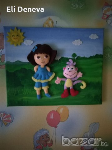 РЪЧНО ИЗРАБОТЕНА Картина с Дора Изследователката, снимка 1