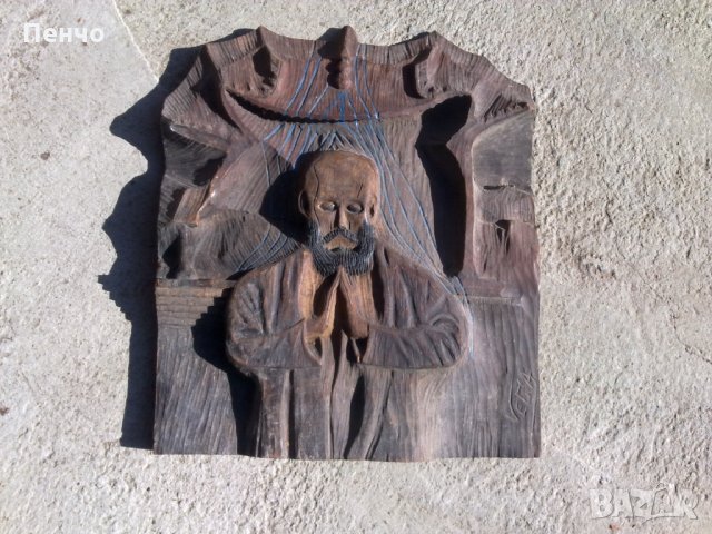 стара масивна дърворезба /икона, пано, монах, религия/, снимка 2 - Антикварни и старинни предмети - 24401481