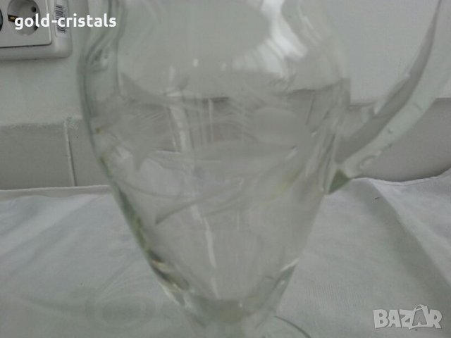 стъклена кана гравирана, снимка 3 - Антикварни и старинни предмети - 23822290