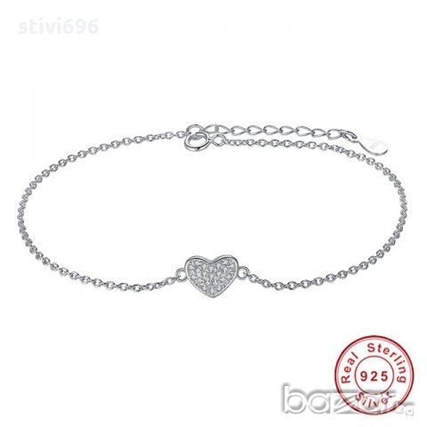 Гривна сърце S925 стерлинг. , снимка 5 - Гривни - 19610173