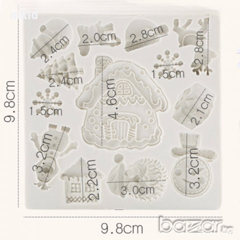 Коледна къщичка къща Дядо коледа Елен Елха Олаф снежко силиконов молд форма украса торта фондан, снимка 2 - Форми - 20268999