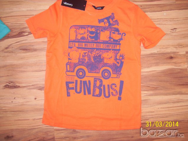 тениска в оранж на George Fun Bus-5/6г. -размер-110-116, снимка 2 - Детски тениски и потници - 7112217