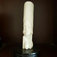 СЛОНОВА КОСТ, Изкустно направена Африканска фигура и ВАЗА от поставка-Абаносово дърво,28 см., снимка 2 - Антикварни и старинни предмети - 23502667