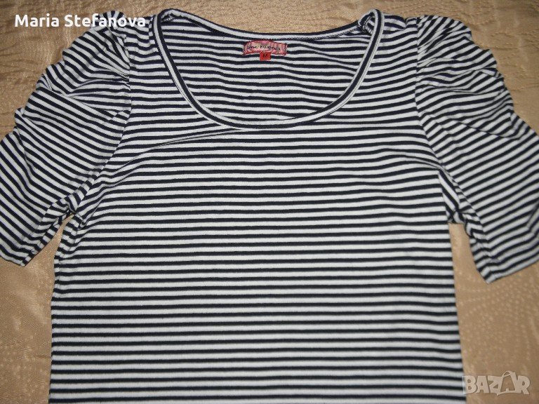 Блуза на рае в бяло и тъмно синьо, снимка 1