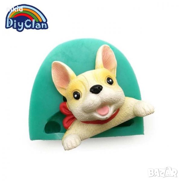 3D Куче Булдог глава и лапи силиконов молд форма декорация украса фондан торта шоколад гипс, снимка 1