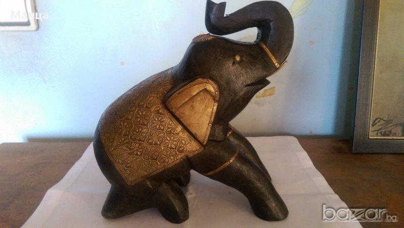 Дървен   Индийски слон голям, снимка 1