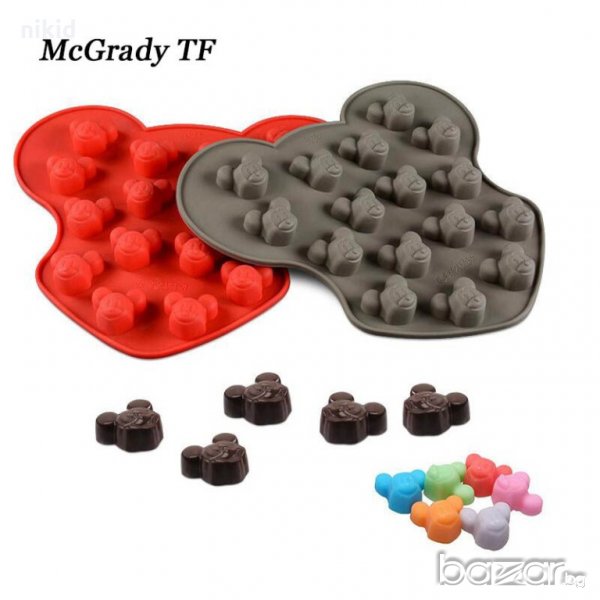 дребни Мики Маус mickey силиконов молд форма желе желирани бонбони фондан шоколад тесто украса торта, снимка 1