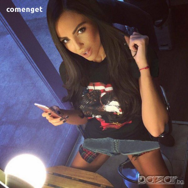 ПРОМО ЦЕНА! Дамска тениска с DSQ EAGLE дизайн! Поръчай модел с твоя снимка, снимка 1