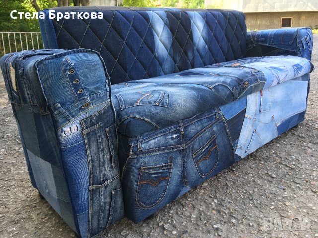 Дънкови дивани / Ръчно изработени дамаски , снимка 3 - Дивани и мека мебел - 22317735