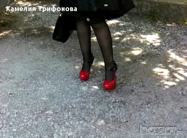 Уникални лачени обувки в червено и черно. Промоция! , снимка 5 - Дамски обувки на ток - 11558690