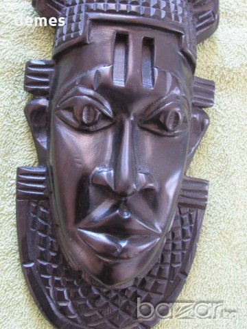 Африканска маска от абанос -по-голяма, снимка 6 - Колекции - 20636686