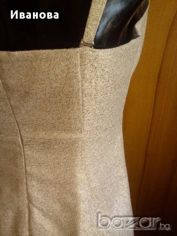 Нова Златиста официална рокля шита по поръчка М/Л, снимка 5 - Рокли - 15706012