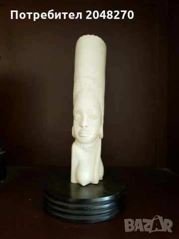 СЛОНОВА КОСТ, Изкустно направена Африканска фигура и ВАЗА от поставка-Абаносово дърво,28 см., снимка 2 - Антикварни и старинни предмети - 23502667