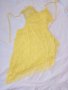 Жълта асиметрична рокля с ресни и ниска талия, снимка 1 - Рокли - 22789921