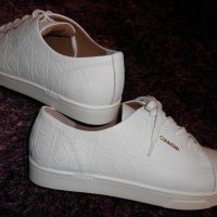 Calvin Klein Women's Imilia Nappa Leather Low-Top Sneakers, White , снимка 2 - Дамски ежедневни обувки - 19446914