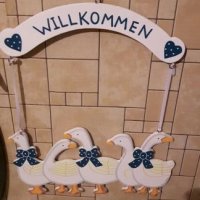 Табелка Willkommen с гъски, снимка 2 - Декорация за дома - 20903808