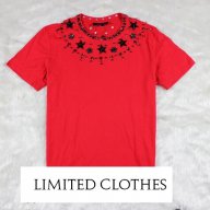 GIVENCHY RED STARS AND CRYSTAL BEADS Мъжка Тениска с Кристали и Звезди size XS, снимка 2 - Тениски - 8652731