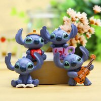 4 бр малки Стич Stitch фигурки пластмасови PVC за игра и украса торта топер, снимка 1 - Фигурки - 21168703