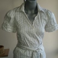 Дамска риза Zara къс ръкав вертикално райе, снимка 1 - Ризи - 15378915