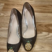  SALE %%% Обувки ЗАРА с ананаси от камъни, снимка 6 - Дамски обувки на ток - 23143361