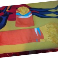 Комплект шал и шапка в оранжево, снимка 1 - Шапки, шалове и ръкавици - 22968242