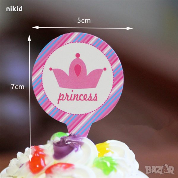 Princess корона 25 бр картон топери за кексчета мъфини торта рожден ден украса, снимка 1