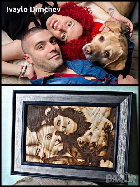 Гравирана снимка върху дърво, снимка 1