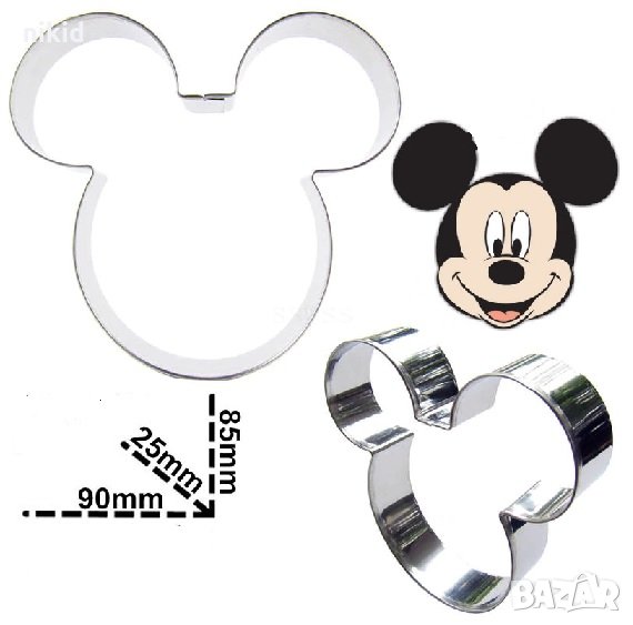 8,5*9 см голяма глава резец Мики Маус метална форма резец за сладки бисквитки кексчета фондан украса, снимка 1
