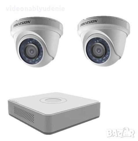 Комплект за Видеонаблюдение с 2 HD вътрешни камери + Hikvision 7104HGHI-F1 1080P lite Видеорекордер, снимка 1