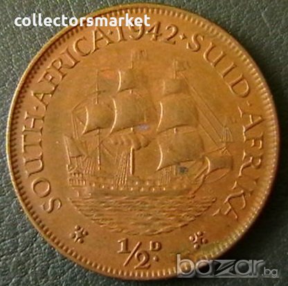 ½ пени 1942, Южна Африка, снимка 1