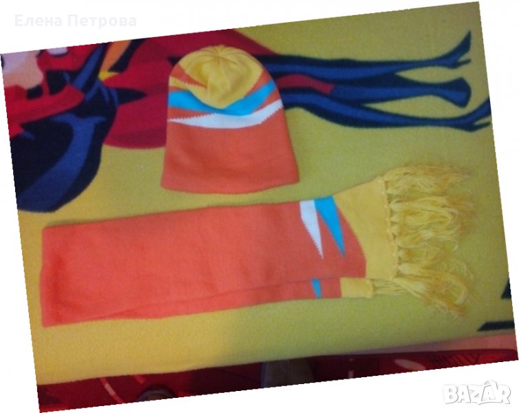 Комплект шал и шапка в оранжево, снимка 1