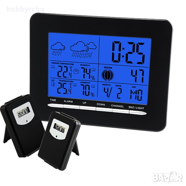 Метеорологична станция с 2 безжични сензора и термометър, снимка 1