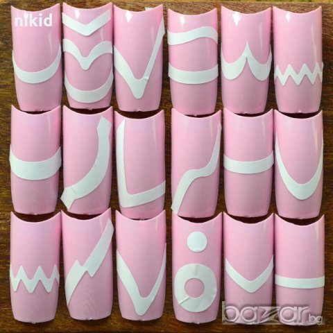 сет 18 вида ФРЕНСКИ МАНИКЮР лепенки за нокти маникюр, снимка 2 - Продукти за маникюр - 19478091