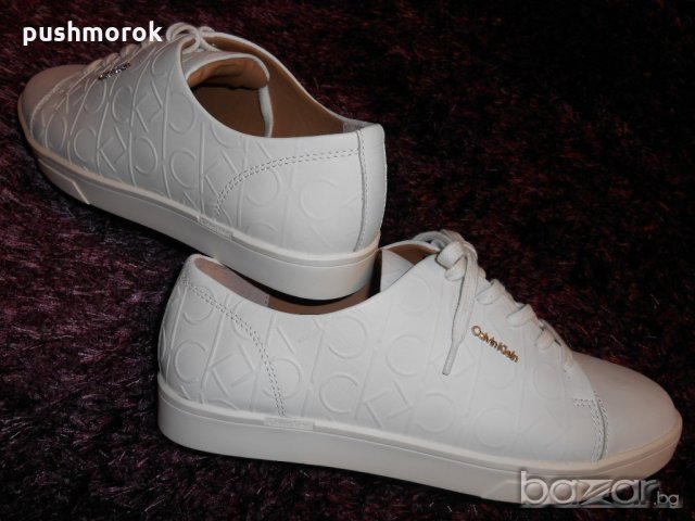 Calvin Klein Women's Imilia Nappa Leather Low-Top Sneakers, White , снимка 2 - Дамски ежедневни обувки - 19446914